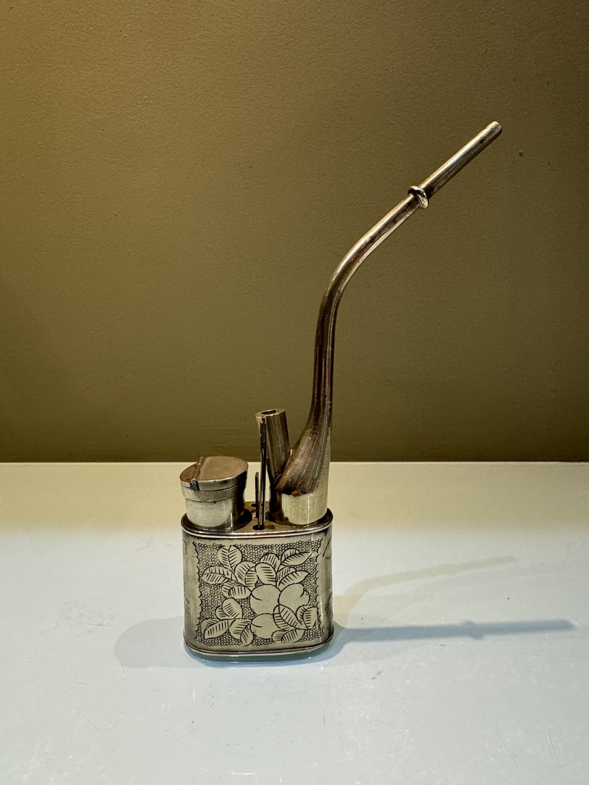19th C. Chinese Qing Dynasty Brass Op**m Water Pipe
